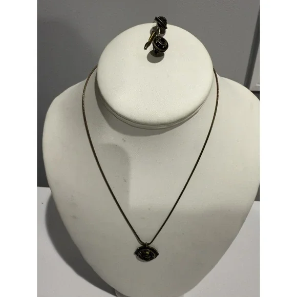 Liz Palacios Pink Green Crystal Necklace &‎ Earrings Set